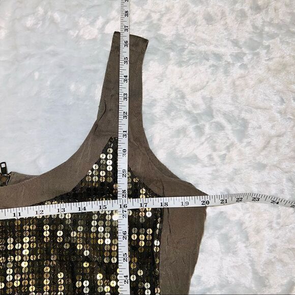 French Connection UK Style Sleeveless Sequin Mini Dress, Green & Gold - Picture 10 of 11